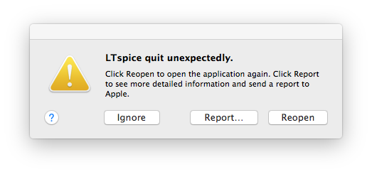 LTspice quit unexpectedly